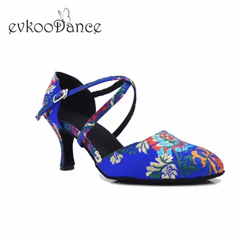 Evkoodance цветочная обувь на каблуке 7 см, zapatos de baile, обувь для латинских танцев, Профессиональная женская обувь Evkoo-624 Evkoodance цветочная обувь на каблуке 7 см, zapatos de baile, обувь для латинских танцев, Профессиональная женская обувь Evkoo-624 3