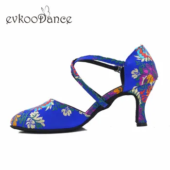 Evkoodance цветочная обувь на каблуке 7 см, zapatos de baile, обувь для латинских танцев, Профессиональная женская обувь Evkoo-624 Evkoodance цветочная обувь на каблуке 7 см, zapatos de baile, обувь для латинских танцев, Профессиональная женская обувь Evkoo-624 4