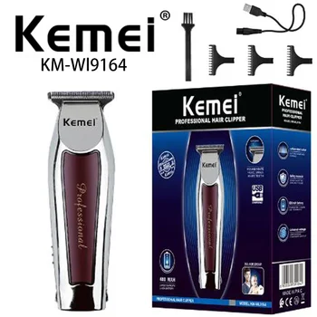 Новый Профессиональный Беспроводной Триммер для Волос Высшего Качества Kemei Km-Wl9164 Серебристые Usb-Перезаряжаемые Машинки Для Стрижки Волос