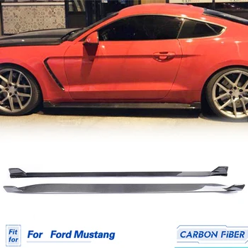 Боковые юбки из углеродного волокна для Ford Mustang Coupe Кабриолет 2 двери 2015-2017 Гоночный автомобиль, удлинители бокового бампера, фартуки для губ, FRP