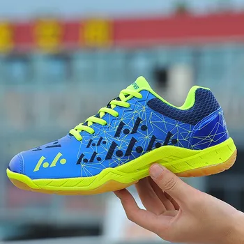 Новый дизайн, Унисекс, профессиональная обувь для тренировок, синяя противоскользящая противоударная мужская теннисная обувь, Дышащая сетчатая мужская обувь для бадминтона