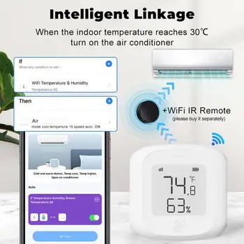Wi-Fi/ZigBee Tuya Умный датчик температуры и влажности, Гигрометр, термометр для помещений, Поддержка Smart Life Alexa Google Home