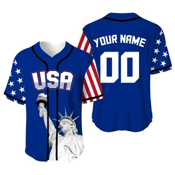 Мужская бейсбольная майка на День Независимости, изготовленная на заказ рубашка с американским флагом, заготовки для сублимации, Сцена Свободы, спортивная одежда, мужские футболки