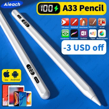 Универсальный Стилус Aieach A33 Для Планшетного телефона Android IOS, Сенсорная ручка Для iPad, Карандаш Apple Pencil 2 С Цифровым Дисплеем Питания