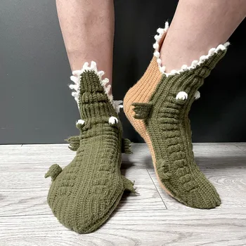Мужские зимние теплые вязаные носки из крокодиловой кожи