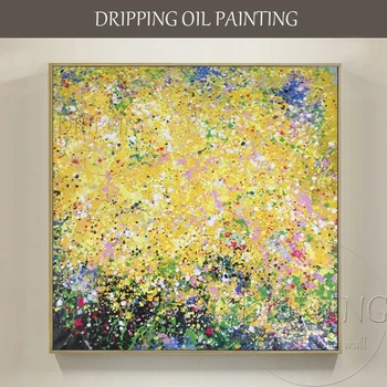 Квалифицированный художник, ручная роспись, высококачественная абстрактная картина маслом для декора стен, насыщенные цвета, абстрактная желтая картина маслом