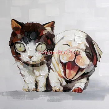 Художник, ручная роспись, высококачественная современная абстрактная картина маслом для собак и кошек на холсте, забавные животные, холст, картина маслом