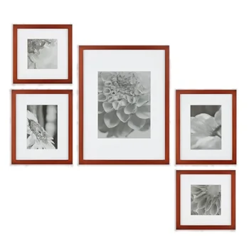 Галерея, фоторамка из орехового дерева, 5 шт., Галерея, настенный комплект с декоративными принтами и подвесным шаблоном