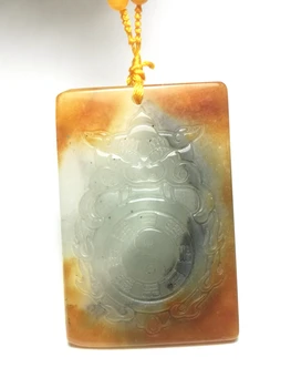 YIZHU CULTUER ART 100% Натуральное китайское нефритовое ожерелье ручной работы с подвеской Kylin Lion Восемь диаграмм Замечательный подарок