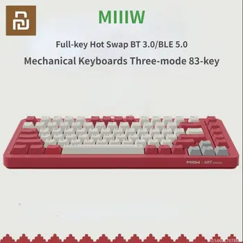 Механические клавиатуры MIIIW ART Трехрежимные 83-клавишные Z830 G Yellow PRO Axis с двухслойным глушителем, Полноклавишная Горячая замена BT 3.0/BLE 5.0