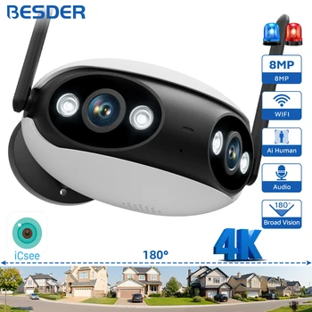 BESDER IP-камера 4K 8MP Панорамная с Широким Углом обзора 180 ° Наружная Wifi Камера Видеонаблюдения Ночного Видения CCTV Security Protection